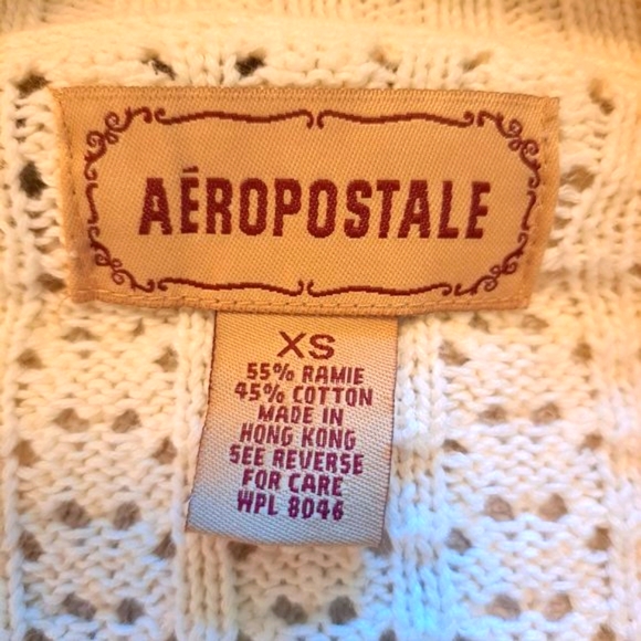 Aeropostale Ivory Open Weave Crochet Button Up Cardigan Size XS - Picture 5 of 5